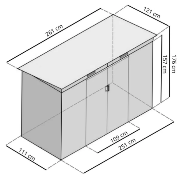 <span style="color:blue;font-weight:bold">L</span> Domek narzędziowy - 2.6 x 1.2 m - <span style="font-weight:bold">3.15 m2</span> - obrazek 4